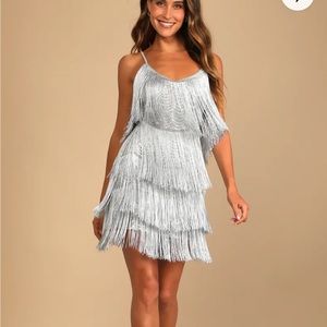 Get in the Groove Silver Sequin Fringe Bodycon Dress small